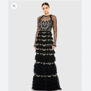 MAC DUGGLE Black Polka Dot Floral Prom Charity Wedding Guest Dress Formal Gown